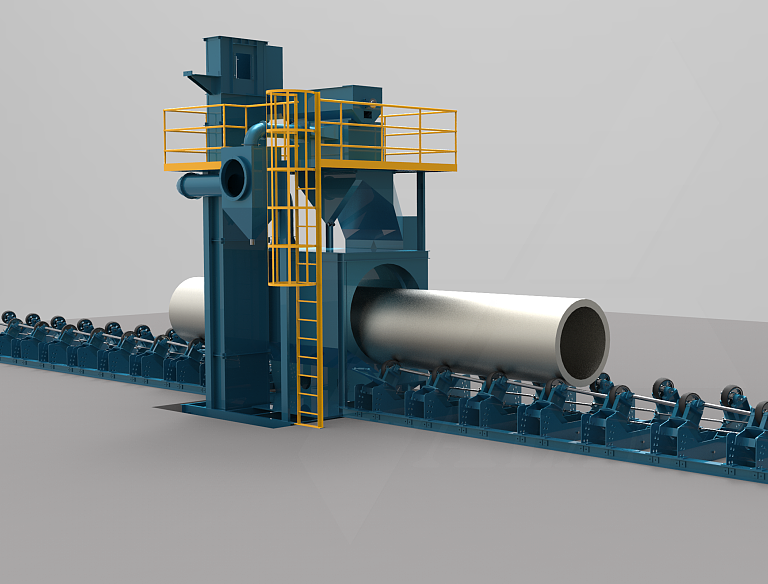 鋼管拋丸機(jī)圖一 鋼管拋丸機(jī)圖一